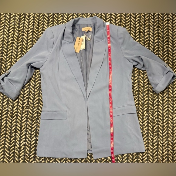 PHILOSOPHY Rolled Sleeve Open Blazer in Light Blue Size Large - Picture 4 of 5